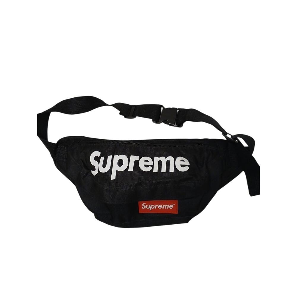 Supreme Fanny Pack Cross Body Bag Black Red Logo‎ See Missing Zipper Pull Sporty